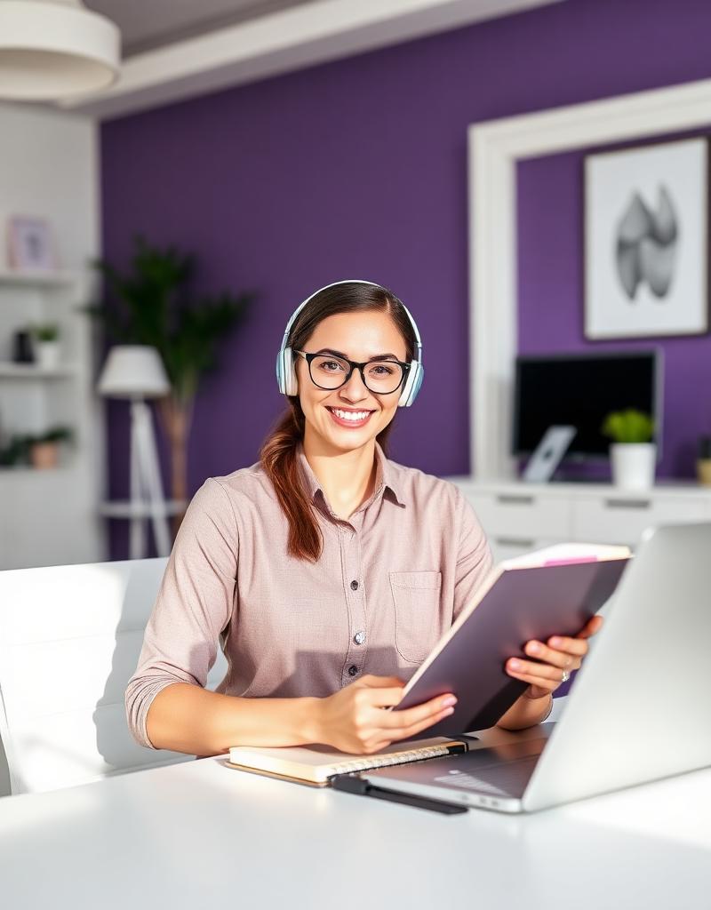 Remote office assistant on a video call taking notes